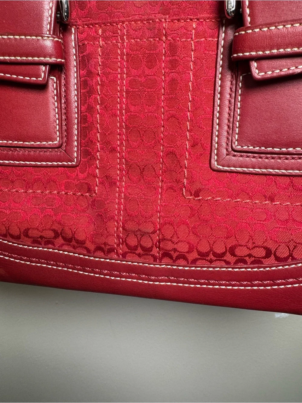 Coach Red Signature Soho Tote and Wallet Set